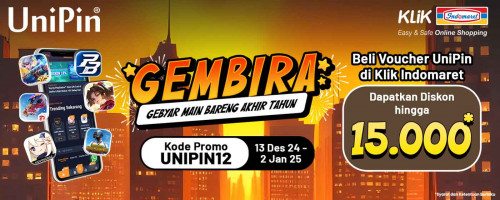 PROMO AKHIR TAHUN – Beli Voucher UniPin di Klik Indomaret, Dapatkan Diskon hingga Rp15,000